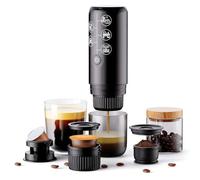 RECAFIMIL Cafetera espresso portátil 3 en 1, recargable, eléctrica, con un solo clic, sin función de calefacción, compatible con cápsulas NS y DG y posos de café para oficina y hogar (negro)