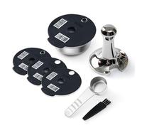 RECAFIMIL Cápsulas de café reutilizables Cápsulas de café de acero inoxidable con 4 tapas de silicona negra (60/180/200/220 ml) compatibles con la máquina Bosch Tassimo