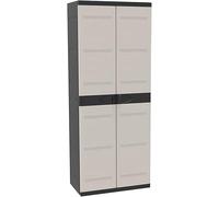 Recamania Armario Escobero Titanium - Mueble Auxiliar con 2 Puertas y Estantes Regulables, 70 x 44 x 176 cm