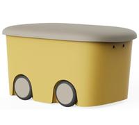 Recamania Caja Almacenamiento de plástico con Ruedas y Tapa | Color Amarillo | 45 litros | Medidas 58x38x32 cm