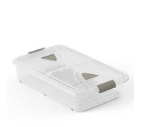Recamania Caja de almacenaje de plástico Transparente con Ruedas y Tapa, Capacidad 60 L, Medidas: 80x50x18 cm
