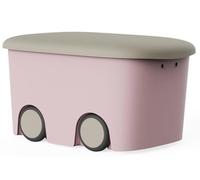 Recamania Caja de Almacenamiento de plástico con Ruedas y Tapa | Color Rosa | 45 litros | Medidas: 58x38x32 cm