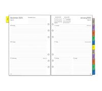 Recambio Agenda 2026 Semana Vista A5, 6 Anillas, Planner Anual con Separadores de 12 Meses, Hojas de Contraseñas Notas Contacto, Enero a Diciembre, 6 Agujeros, Papel Grueso, 100 gr