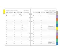 Recambio Agenda 2026 Semanal A5, Vista Vertical 7:00-20:00, Planificador Anual con Pestañas Mensuales, Páginas para Notas Contacto, Enero a Diciembre, 6 Agujeros, Papel grueso, 100 gr(Multilingüe)