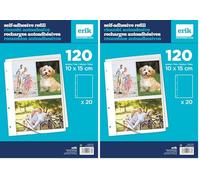 Recambio albúm de fotos adhesivo, 20 páginas adhesivas - Ideal para albúm fotos autoadhesivo (Paquete de 2)