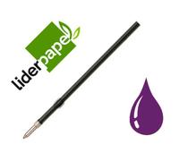 Recambio boligrafo liderpapel gummy touch retractil 1,0 mm tinta violeta bolsa 10 uds