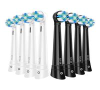 Recambio Cepillos Compatible con Oral B IO 2/3/4/5/6/7/8/9/10, Recambios Compatible con Oral B IO Cepillos Eléctrico, Cuida tus Dientes y Encías (8 Negro/Blanco)