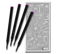 Recambio de bolígrafo mediano de 0,7 mm, compatible con recambios de bolígrafo Schmidt 888 y otros bolígrafos, elige color y cantidad con sobre Tinte Ink (magenta, 4)