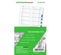 Recambio de calendario 2024 - para el planificador de bolsillo tipo 530 - 8,8 x 15,2 cm - 1 mes en 2 páginas - Sección de registros - Cuaderno de direcciones separado - Cuaderno de notas - 530-6198