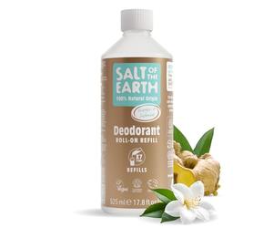 Recambio de desodorante natural en roll-on Salt of the Earth - Jengibre y jazmín - Vegano, certificado por Leaping Bunny, fabricado en el Reino Unido - 525ml