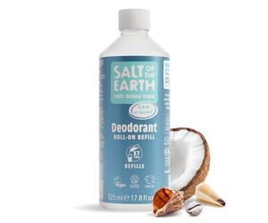 Recambio de desodorante natural en roll-on Salt of the Earth - Océano y coco - Vegano, aprobado por Leaping Bunny, fabricado en el Reino Unido - 525ml