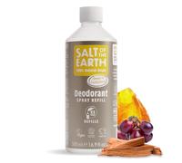 Recambio de desodorante natural en spray Salt of the Earth - Ámbar y sándalo - Vegano, certificado por Leaping Bunny, fabricado en el Reino Unido - 500ml