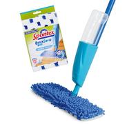 Recambio de mopa plana Quick Spray Duo de Spontex con almohadillas de microfibra lavables para mopa | Limpia suelos laminados, de madera y azulejos | Cabezal reversible sin contacto