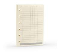 Recambio de Planificador A7 de Harphia, Papel de Recambio para Agenda A7 Registros Financieros para Filofax de 6 Anillos, Insertos de Diseño Contable, 6 Agujeros/100 gsm, Tamaño de Bolsillo 4.84 x