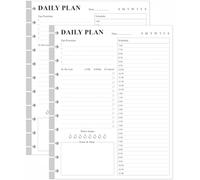 Recambio de planificador diario sin fecha, 11 discos de lista de tareas, 200 hojas/400 páginas y recambio a rayas, inserto de planificador diario, papel blanco de 100 g/m², tamaño carta, 8.5 x 11