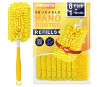 Recambio de plumero reutilizable KeFanta para Swiffer 360, 8 unidades, con 1 mango, lavable, de microfibra