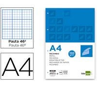 Recambio liderpapel a4 100 hojas 100 g/m2 rayado nº 46 4 taladros - RA08