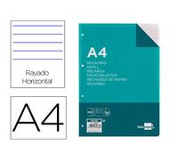 Recambio Liderpapel A4 100 Hojas 100 G/M2 Rayado Horizontal Con Margen 4 Taladros