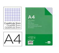 Recambio liderpapel a4 100 hojas 60g/m2 cuadro 3 mm con margen 4 taladros - RF03