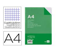 Recambio Liderpapel A4 100 Hojas 60G/M2 Cuadro 6 Mm 4 Taladros Con Margen