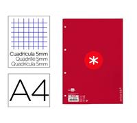 Recambio liderpapel a4 antartik 80 hojas 90g/m2 cuadro 5 mm 4 taladros 1 banda marco color frambuesa