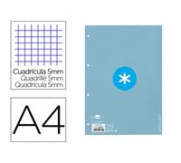 Recambio Liderpapel A4 Antartik 80 Hojas 90G/M2 Cuadro 5Mm 4 Taladros 1 Banda Con Marco Color Celeste
