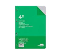 RECAMBIO LIDERPAPEL CUARTO 100 HOJAS 60G/M2 CUADRO 3MM CON MARGEN 6 TALADROS