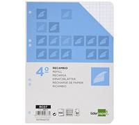 RECAMBIO LIDERPAPEL CUARTO 100 HOJAS 60G/M2 CUADRO 6MM CON MARGEN 6 TALADROS