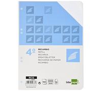 Recambio liderpapel cuarto 100 hojas 60g/m2 milimetrado sin margen 6 taladros - RC12