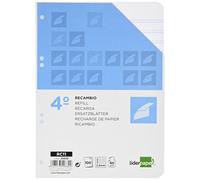 RECAMBIO LIDERPAPEL CUARTO 100 HOJAS 60G/M2 PAUTA 5ª 2.5MM CON MARGEN 6 TALADROS