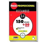 Recambio pacsa a4 200h (150+50) 90gr 4 taladros cuadric.4x4 c/margen