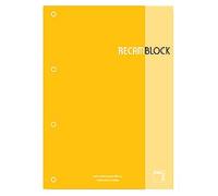 Recambio Pacsa Xblock Encolado A4 80H 90G 4 Taladros Cuadric.5X5 Amarillo (1 Color En Rayado Y Banda) (Set de 5)