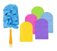 Recambio Plumero con Mango Amarillo, 5 Piezas, Compatible con Swiffer | 360 Grados, Reutilizable, Para Polvo y Pelo de Mascotas, Ideal para Techo, Ventilador y Coche