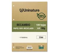 Recambios A4 100 Hojas 90 G Liso Sin Margen Con Taladros Uninature Concept Grafoplás