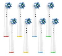 Recambios Cepillos Compatible para Braun Oral B Cabezales de Repuesto Recambio Cepillo de Dientes Eléctrico Sensitive Precision Floss Deep Dual Clean Cross Action Recambios 8 Pack Cabezales Blanco