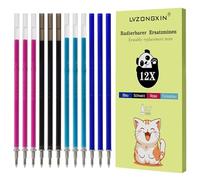 Recambios compatibles con Legami, [3 azules + 3 negros + 3 rosas + 3 azul turquesa], punta de 0,7 mm, altura 13 cm, rollo de tinta borrable