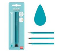 Recambios de gel borrables para bolígrafos Legami, paquete de 3, color azul turquesa