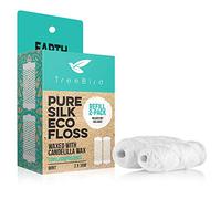 Recambios de hilo dental biodegradable paquete de 2 | para portacristales rellenables | encerado natural con cera de candelilla | 100% compostable | bobinas de seda natural de 60 m | respetuoso con el medio ambiente cero residuos de cuidado bucal
