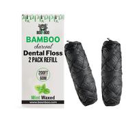 Recambios de hilo dental BOONBOO, bobinas de hilo tejido color carb n, paquete de 2, 200 pies (menta)