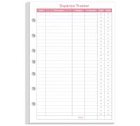 Recambios de planificador de presupuesto para carpetas pequeñas de 3/7, 50 hojas/100 páginas de papel de seguimiento de gastos, 100 g/m², blanco, 14.7 x 21.5 cm