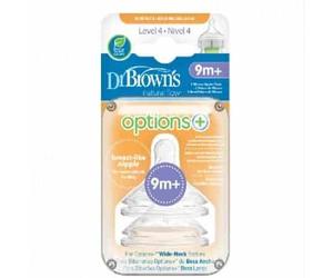 Recambios deTetina Biberón de Silicona Dr Brown´s Boca Ancha 2 Unidades - Nivel 4 de Flujo para Bebés Comilones
