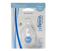 Recambios deTetina Biberón de Silicona Dr Brown´s Standard 2 Unidades - Nivel 4 de Flujo para Bebés Comilones