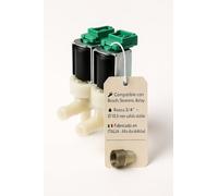 RECAMBIOS DREYMA Electroválvula Doble 2 Vías 220V Salida 180° Compatible con Balay Neff Siemens AEG 00171261 00428210 Rosca 3 4 Modelo: WAE24460EP/01 Serie Eurowasher