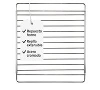 RECAMBIOS DREYMA Rejilla Extensible Para Horno Ajustable 35 A 56 Cm Fondo 31.8 Cm Acero Cromado Universal 480181700954 Cocinar Pasteles Asados Pan Bandeja De Calor Repuesto Profesional Con Tornillos