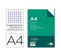 RECAMBIO LIDERPAPEL A4 100 HOJAS 100 G/M2 CUADRO 5 MM 4 TALADROS BANDAS DE 5 COLORES