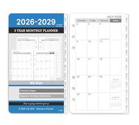 Recambios para agenda 2026-2029, insertos de agenda A6 con 6 agujeros perforados, julio de 2026 a junio de 2029, recambios de planificador mensual de 3 años, 3-3/4 x 6-3/4 pulgadas, insertos de