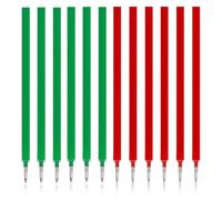 Recambios para bolígrafos [6 Rojos, 6 Verdes, paquete de 12 unidades], altura 13 cm, compatible con Legami y otras marcas que utilizan minas estándar de 13 cm, punta de bolígrafo de 0,7 mm