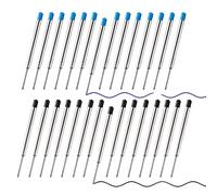 Recambios para bolígrafos redonda 30 unidades, 15 unidades, tinta azul y 15 unidades, tinta negra, secado rápido, 1 mm, punta media, 99 mm recarga de pluma para bolígrafos Parker/Tactical Pens