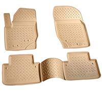 Recambo Alfombrillas de goma 3D compatibles con Volvo XC90 I | año de fabricación 2002 2014 | alfombrillas de goma para coche | ajuste perfecto | con borde | beige