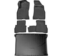 RECAMBO Juego de Alfombrillas de Goma y Bandeja para Maletero aptas para Fiat Doblo, 5 plazas, Tipo 263, a Partir de 2010 100% a Medida, Alfombrillas y Maletero de TPE Antideslizante de Alta